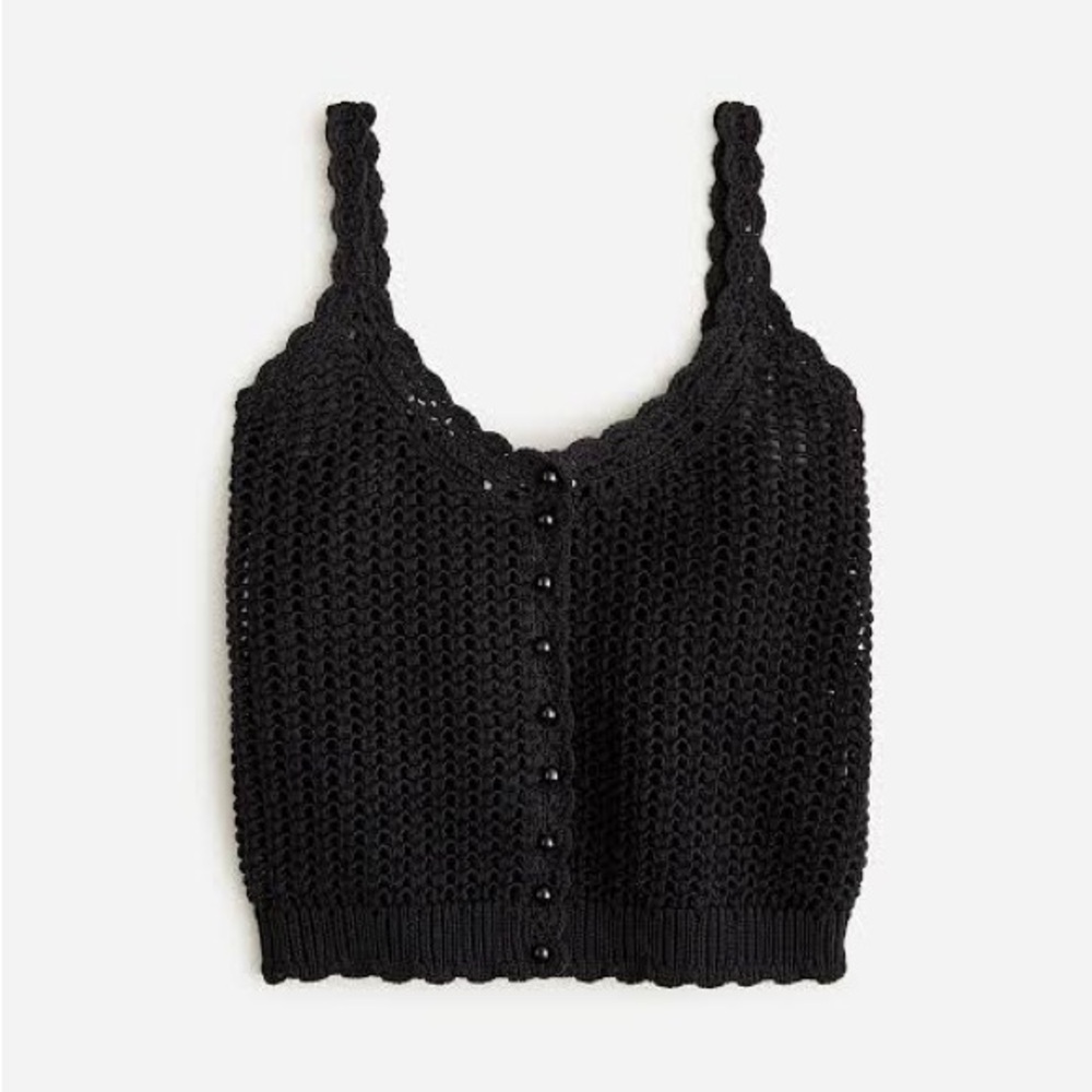 NWOT J. Crew Crochet Black Knit Tank Sweater